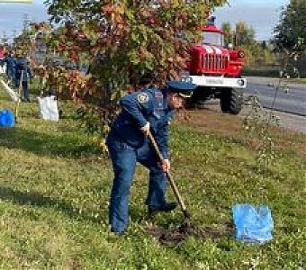 Всероссийский экологический субботник «Зеленая Россия»: юргинские огнеборцы озеленяют аллеи